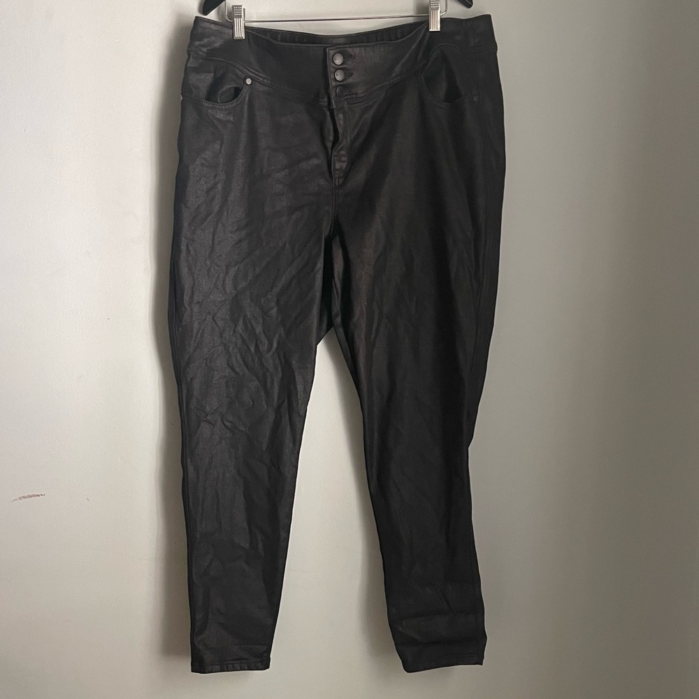 Lane Bryant Super Stretch Skinny Jeans | Black Metallic | 22